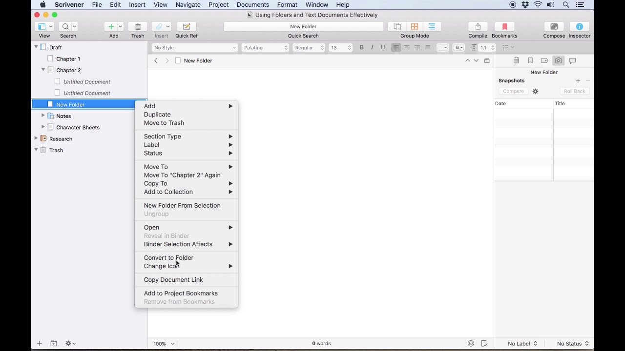 mac organize text files for a novel